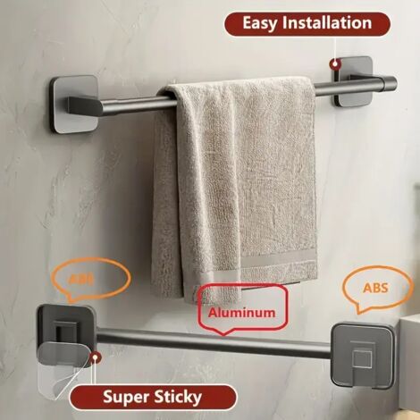 Porte-serviettes mural noir simple sans perçage (50 cm)-AquaForge