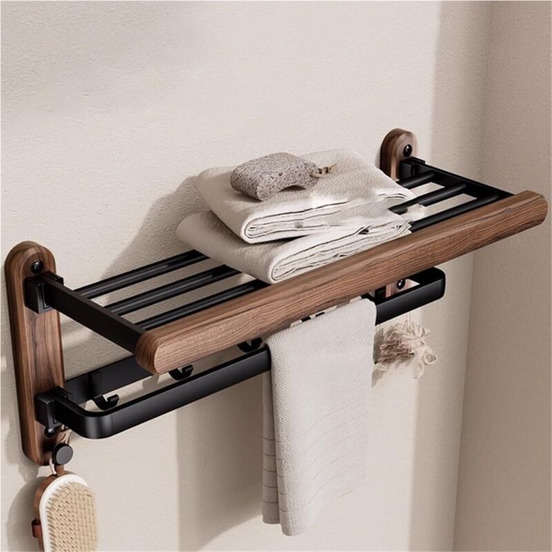 Porte-serviettes mural pliable, porte-serviettes de salle de bain peu encombrant, étendoir pliable pour vêtements et serviettes, rangement compact