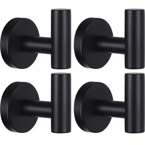 Porte-serviettes mural poinçon porte-manteau salle de bain patère noir mat acier inoxydable SUS 304