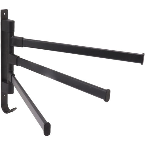 Porte-serviettes mural rotatif noir sans perçage à 3 bras pour angle de salle de bain
