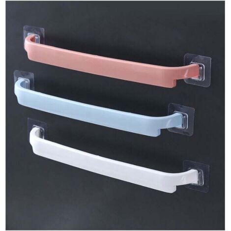 Porte-serviettes mural sans perçage (3 pièces, blanc + bleu + rose)-AquaForge