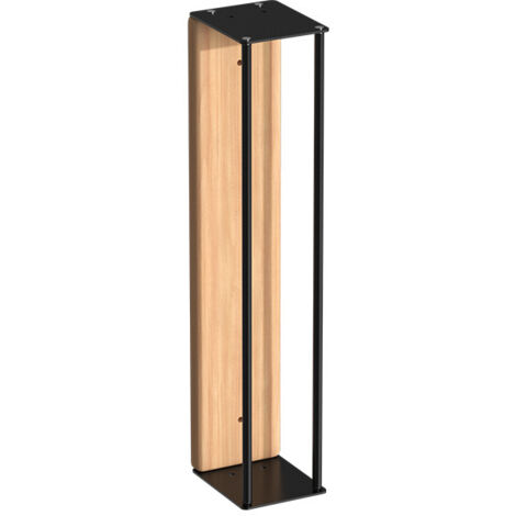 Porte-serviettes mural, structure en fer noir avec étagère en bois, 50 cm de long.