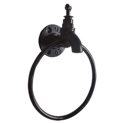 Porte-serviettes mural style industriel vintage, en tuyaux rustiques, noir.-AquaForge