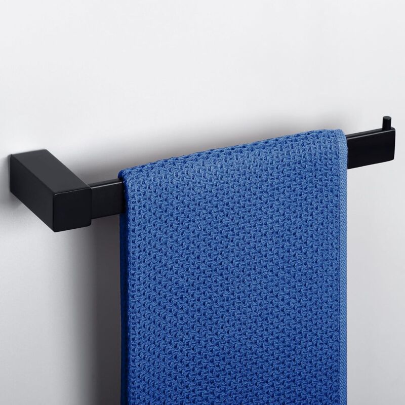 Porte-Serviettes Mural Support Serviettes de Salle de Bain, Anneau Porte Serviettes Noir Mat en Acier Inoxydable SUS304 26 CM, EGKN2312-B