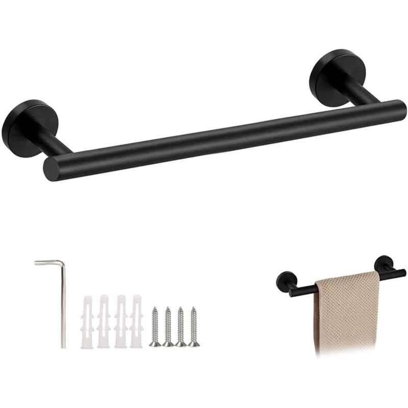 Minkurow - Porte-Serviettes Murale 40 Cm Barre Serviette Mural En Acier Inoxydable 304 Porte Serviette Salle De Bain Noir Mat Barre Porte Serviette
