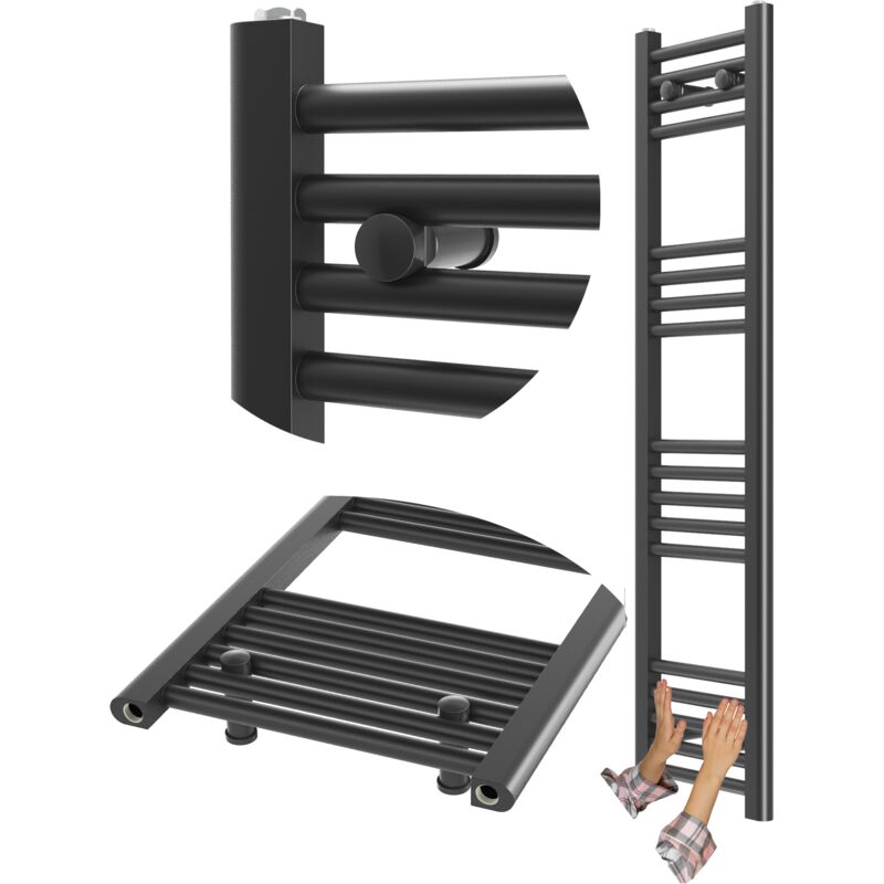 Granitan - Porte serviettes noir 30x120cm radiateur 180 raccord breno 85035921
