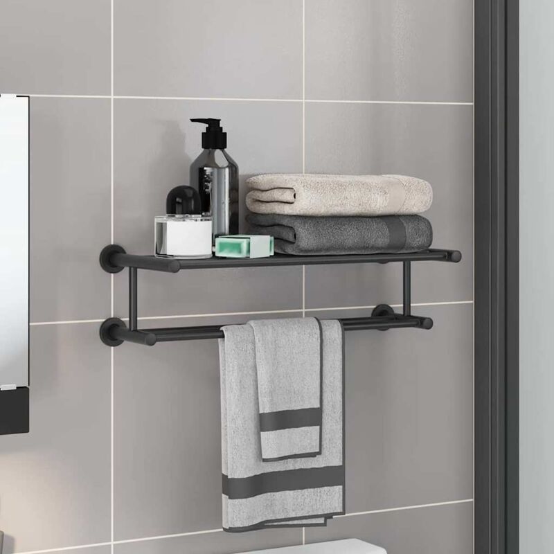 Porte-serviettes Noir 61 x 23 x 17 cm Acier inoxydable vidaXL