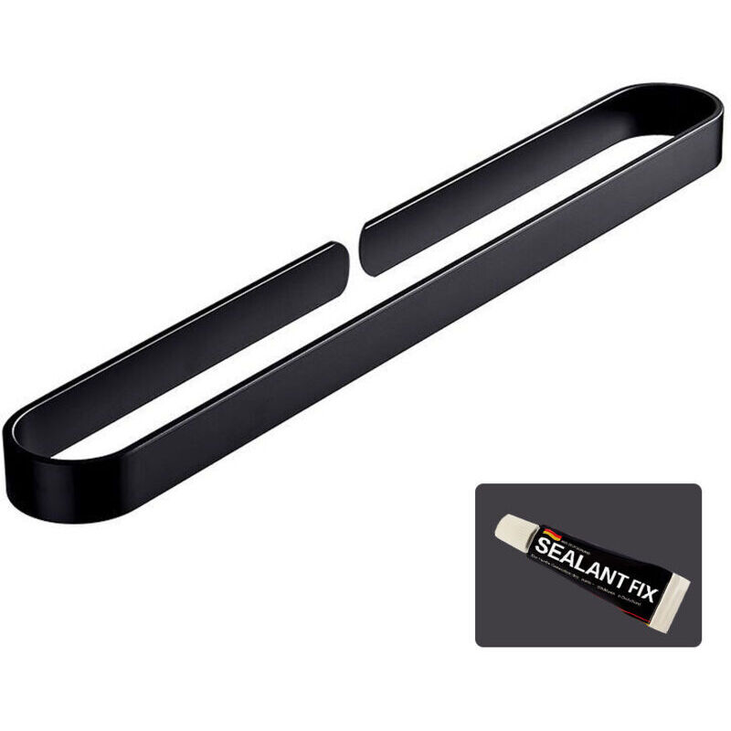 Porte-serviettes noir de salle de bain, porte-serviettes mural en forme de U, anneau à serviettes collant, porte-serviettes non percé, 40CM