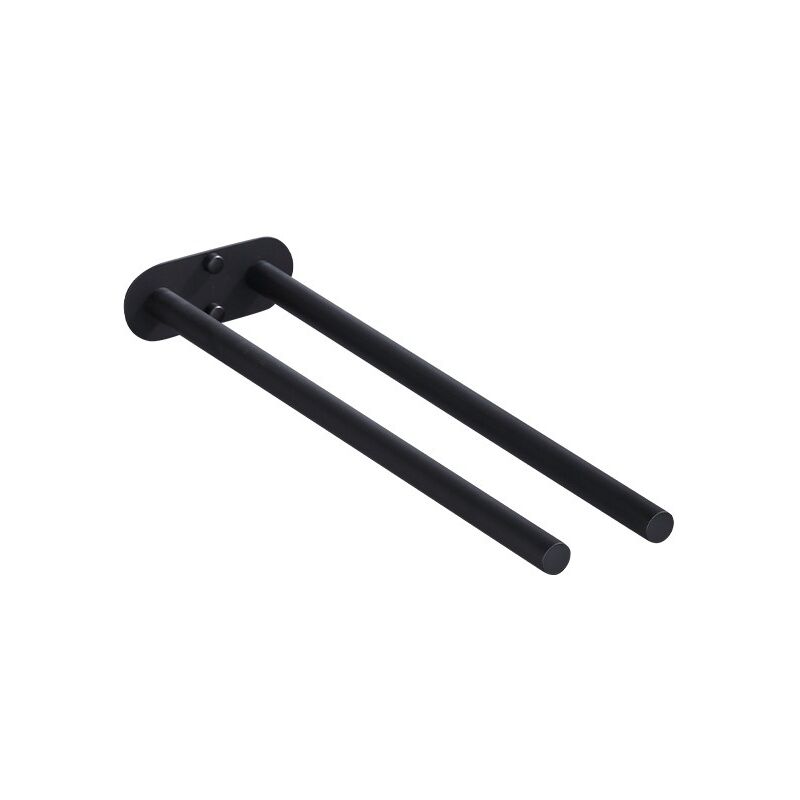 Vuszr - Porte-serviettes noir mat avec 2 bras pour salle de bain, cuisine, douche 40 cm