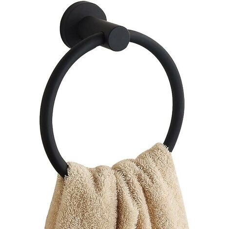 QERSTA Porte-serviettes noir mat, porte-serviettes rond
