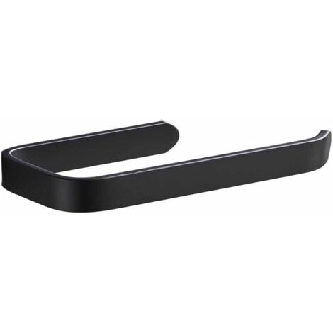 Porte-serviettes noir, porte-serviettes de salle de bain, porte-serviettes sans perçage, porte-serviettes mural auto-adhésif, convient pour la salle de bain ou la cuisine, aluminium (noir)