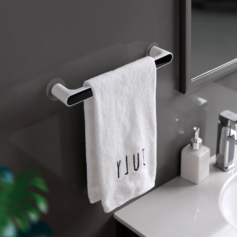 Porte-serviettes nordique court noir, sans perçage, fixation par ventouse, étagère à serviettes de bain, rangement simple et créatif à une seule barre, sans perçage