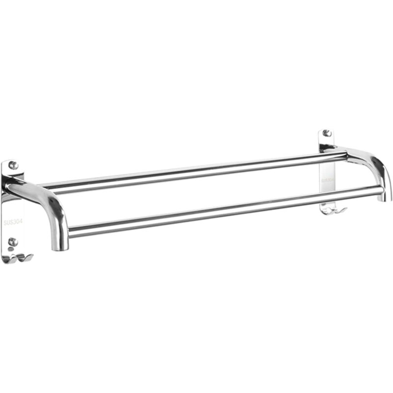 Porte-serviettes nordique double en acier inox SUS304 avec crochet, longueur 50 cm