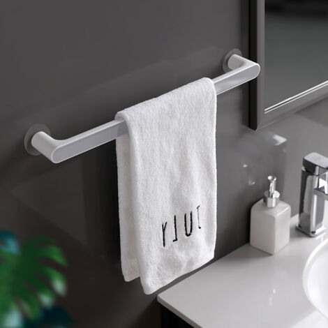 Porte-serviettes nordique long gris, sans perçage, fixation par ventouse, étagère à serviettes de bain, rangement simple et créatif à une seule barre, sans perçage