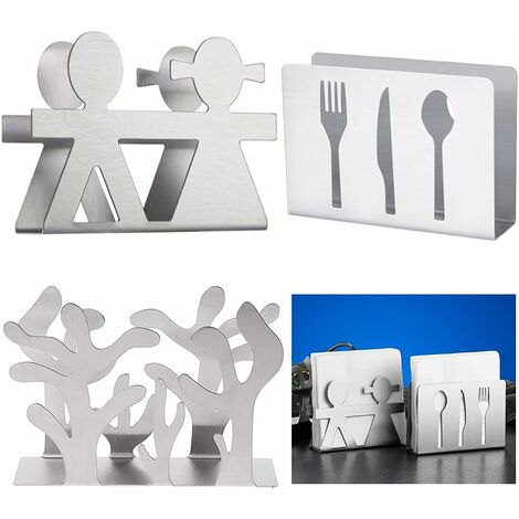 Porte Serviettes Papier Acier Inoxydable，3 pcs Porte-Serviettes Table Distributeur de Serviettes Support Serviette de Table，pour Cuisine Restaurant FêTe