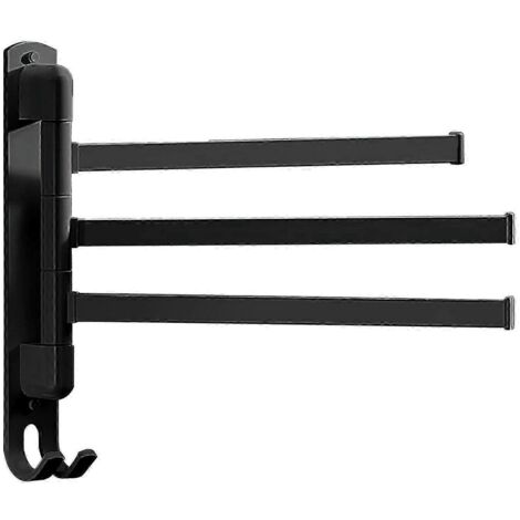 Porte-serviettes pivotant 2024 à 3 ou 5 bras extra longs, porte-serviettes mural pivotant, noir 3-AquaForge
