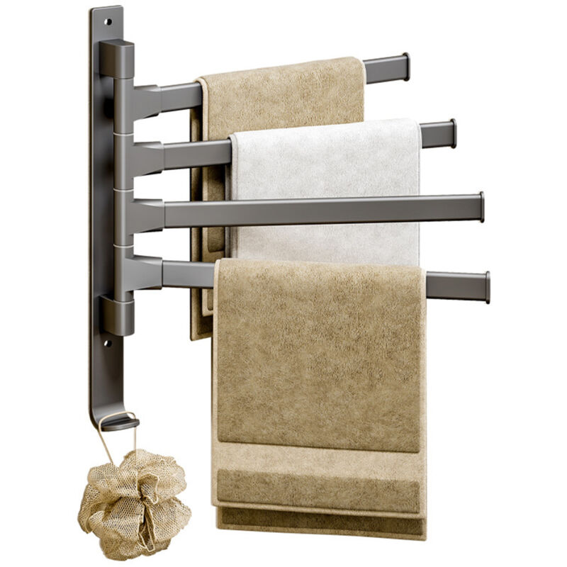 Eosnow - Porte-serviettes pivotant à 4 bras, espace épais en aluminium, rotatif à 180 degrés, porte-serviettes de salle de bain pour maison et htel