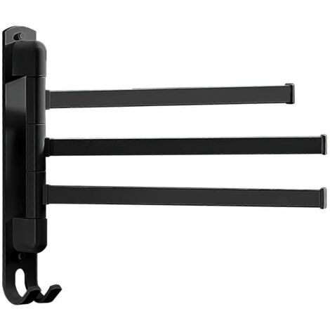 Porte-serviettes pivotant mural à 3/4/5 bras, tige rotative, 100% neuf, 3 pièces, noir-AquaForge