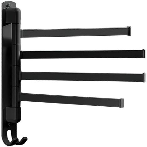 Porte-serviettes pivotant mural à 3/4/5 bras, tige rotative, 100% neuf, noir.-AquaForge