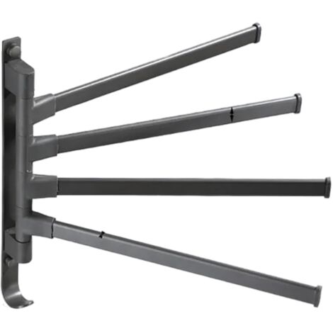 Porte-serviettes pivotant noir, sans perçage, fixation murale, barre d'angle à 3 bras