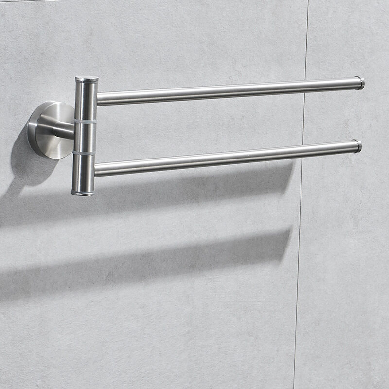 Lablanc - Porte-serviettes pivotant de cuisine – Porte-serviettes pivotant à 2 bras fixé au mur – Finition brossée en acier inoxydable 304