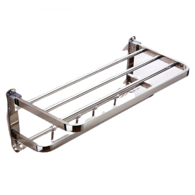Porte-serviettes pliable - 40cm, Porte-serviettes en acier inoxydable, Porte-serviettes pour salle de bain, Suspension de matériel de salle de bain
