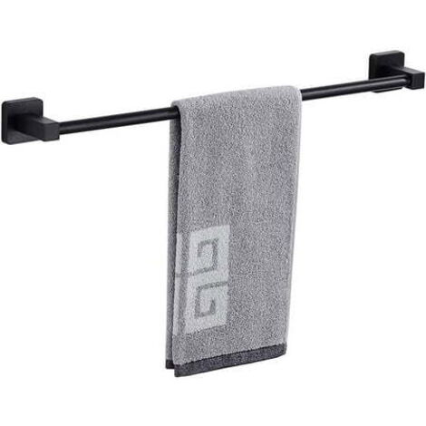 Porte-serviettes, porte-serviettes en métal noir de 24 pouces pour salle de bain (noir mat, 24 pouces (60 cm))