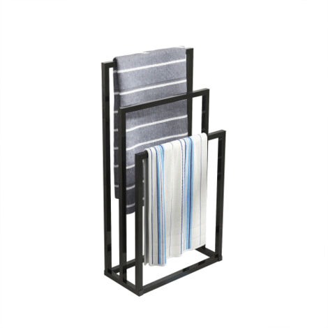 Porte-serviettes pour salle de bain, porte-serviettes extérieur à 3 niveaux plus large, porte-serviettes autoportant, porte-serviettes de piscine et présentoir pour serviettes de bain surdimensionnées