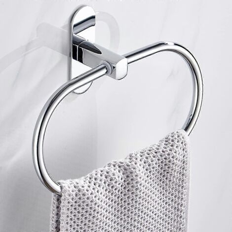 Porte-serviettes rond sans perçage, en acier inoxydable, auto-adhésif, avec adhésif breveté