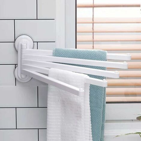 Relaxdays Porte-serviettes 3 barres 6 serviettes, sur pied, salle de bain,  cuisine, fer, HLP : 87x50,5x20,5 cm, noir