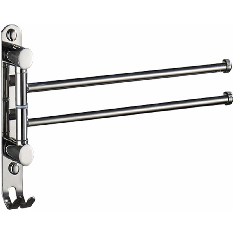 Aougo - Porte Serviettes Salle de Bain avec 2 Barres 180°Rotatives Sèche-Serviettes en Acier Inoxydable SUS304 Porte Serviette Murale Sèche