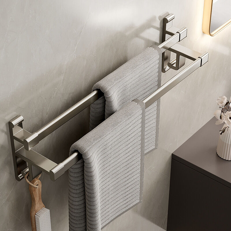 Rapanda - Porte Serviettes Salle de Bains Auto-Adhésif Acier Inoxydable SUS304 Barres Porte Serviettes Mural Adhesif pour Douche et Cuisine, Étanche