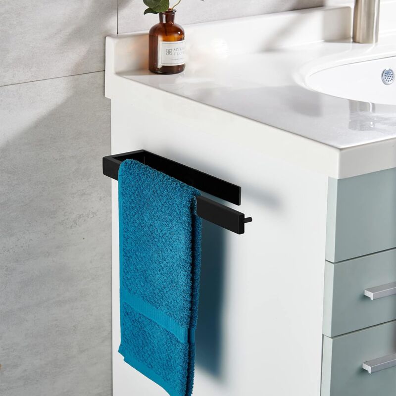 Serbia - Porte-serviettes sans ordonnance Porte-serviettes de salle de bain auto-adhésif en acier inoxydable 304 noir mat 39 cm (noir mat)