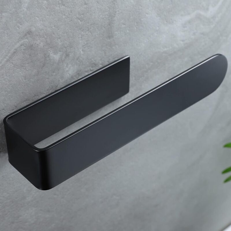 Porte-serviettes sans perçage 20 cm - Anneau porte-serviettes auto-adhésif avec installation à une main, acier inoxydable SUS304, noir