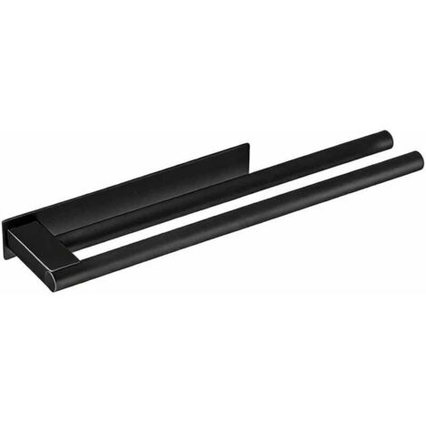 Porte-Serviettes sans Perçage en Acier Inoxydable Double Porte-Serviettes Auto-Adhésif à Deux Bras Invité Porte-Serviettes Mural pour Salle de Bain Cuisine Noir