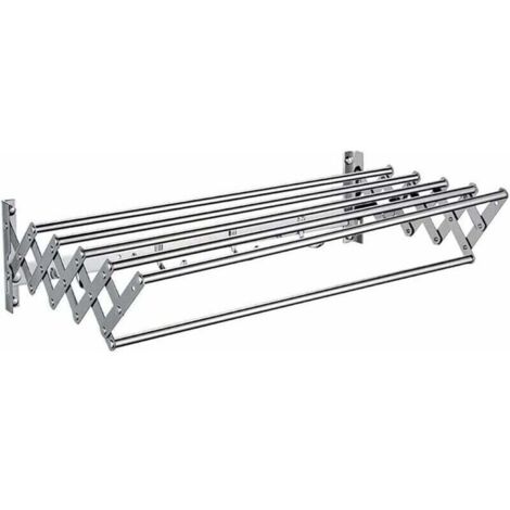 Porte-serviettes, séchoir à vêtements, extensible mural en acier inoxydable, 5 rails de suspension pour salle de bain, balcon, salon extérieur