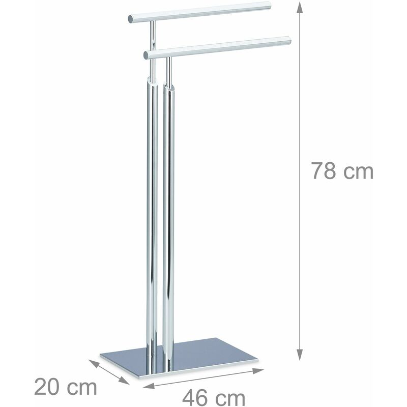 Helloshop26 - Porte-serviettes sur pied 2 bras support 78 cm métal