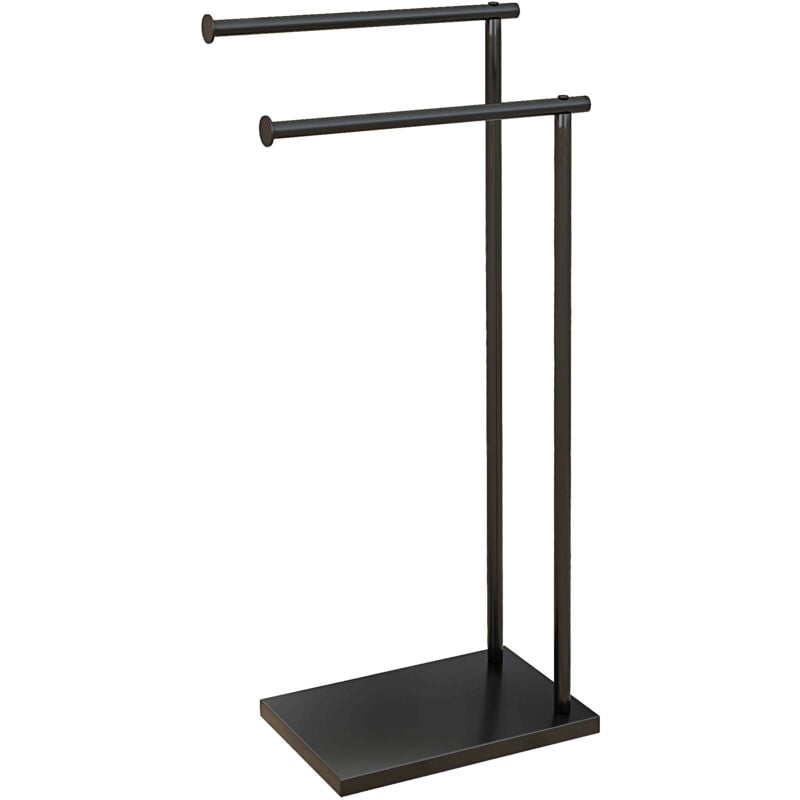 Homcom - Porte-serviettes sur pied 2 niveaux dim. 35,5L x 20l x 78H cm métal noir