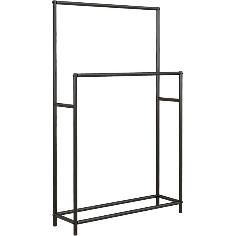 Homcom - Porte-serviettes sur pied 2 niveaux dim. 66L x 20l x 110H cm métal noir