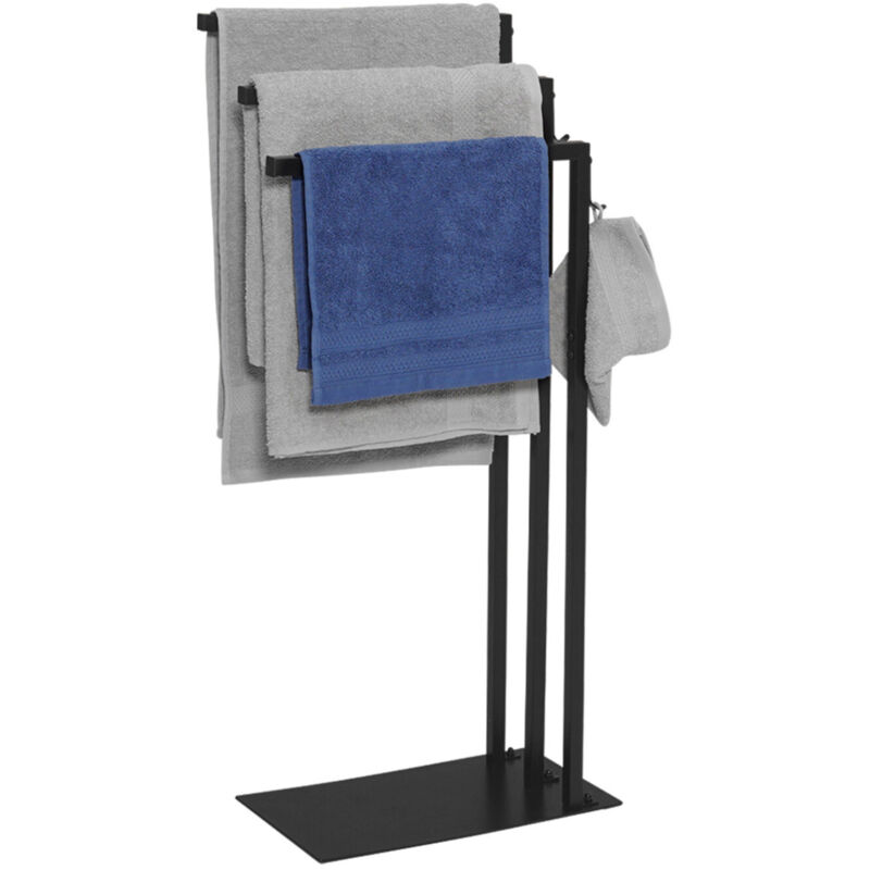 Porte-serviettes sur pied métal noir