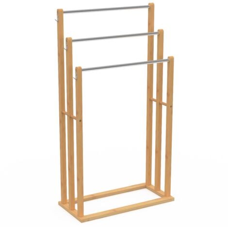 Porte-serviettes sur pied 3 niveaux RITA en bambou