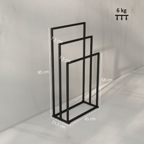 Porte-serviettes sur pied à 3 barres, échelle porte-serviettes en acier, 45 x 21,5 x 85 cm