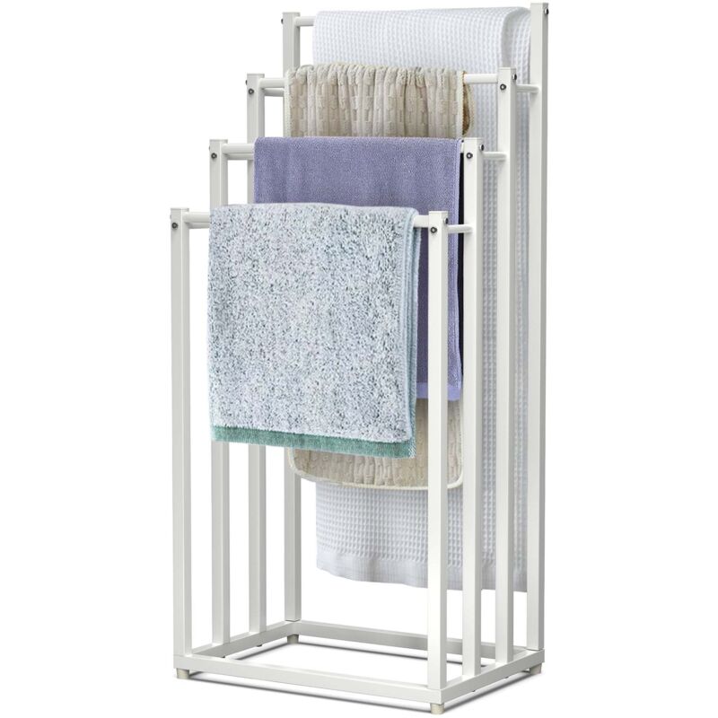 Porte serviettes sur pied autoportant 4 niveaux blanc