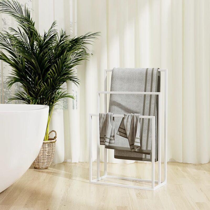 Design In - Porte-serviettes sur pied Blanc 48x24x79 cm Fer CFW91512
