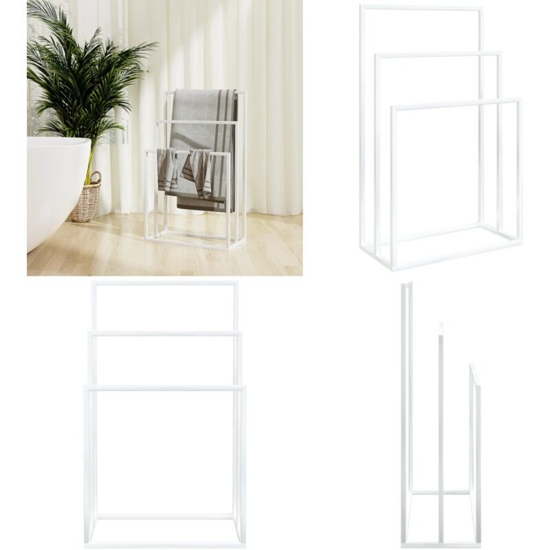 Vidaxl - Porte-serviettes sur pied Blanc 48x24x79 cm Fer - porte-serviettes - porte-serviettes - Home & Living - Blanc