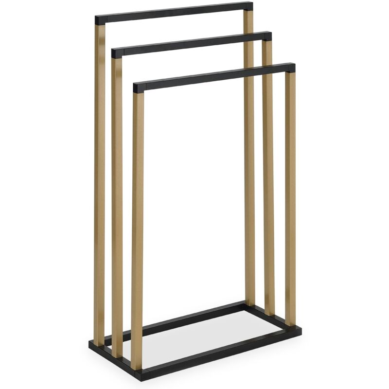 Porte-serviettes KUNO, en métal laqué noir et doré