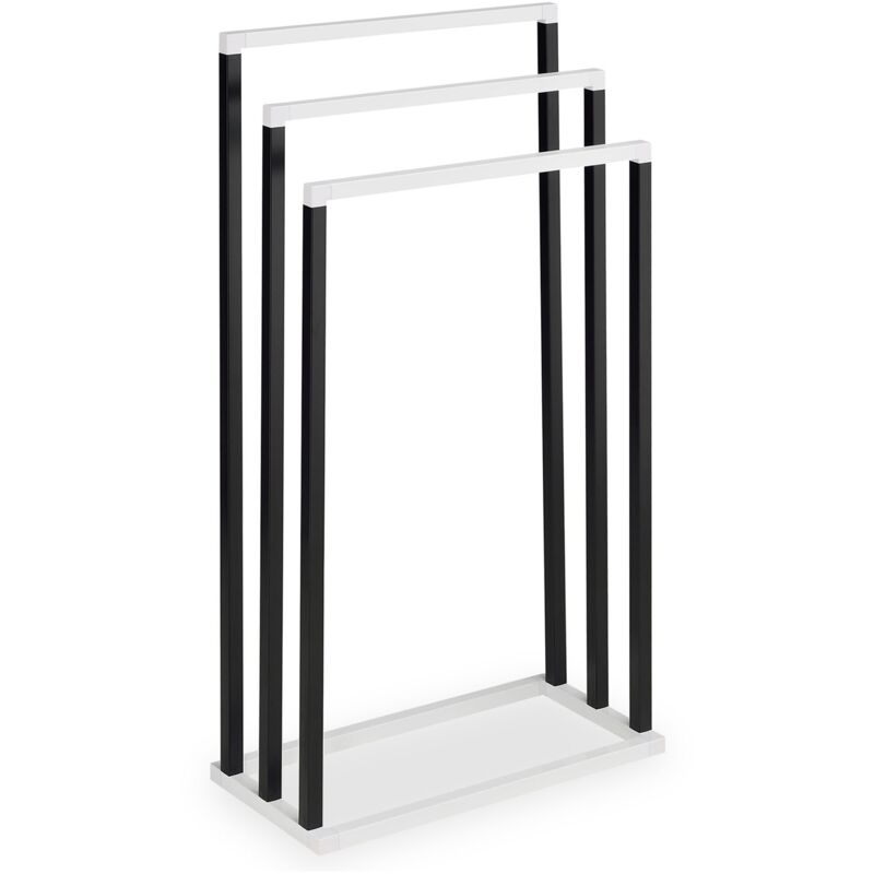 Idimex - Porte-serviettes kuno, en métal laqué noir et blanc