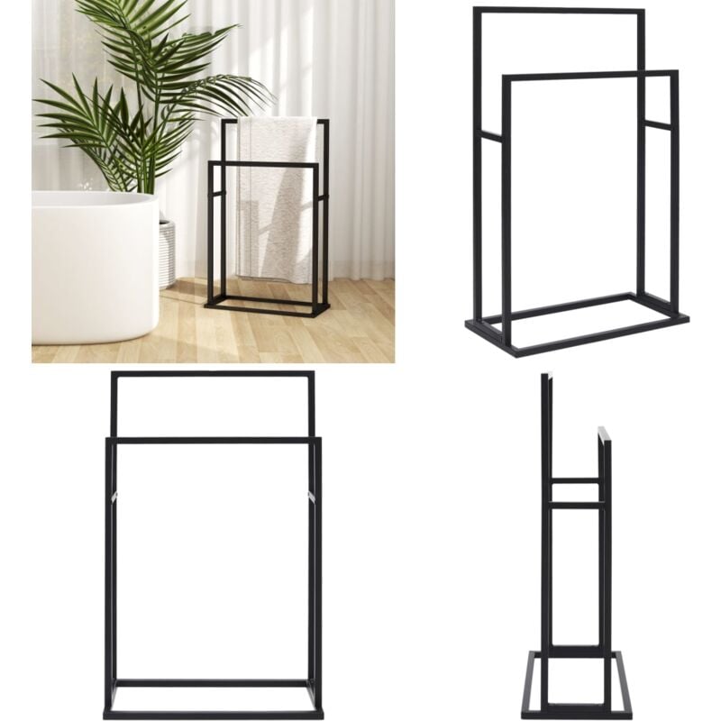 Vidaxl - Porte-serviettes sur pied Noir 48x24x78,5 cm Fer - porte-serviette - porte-serviettes - Home & Living - Noir