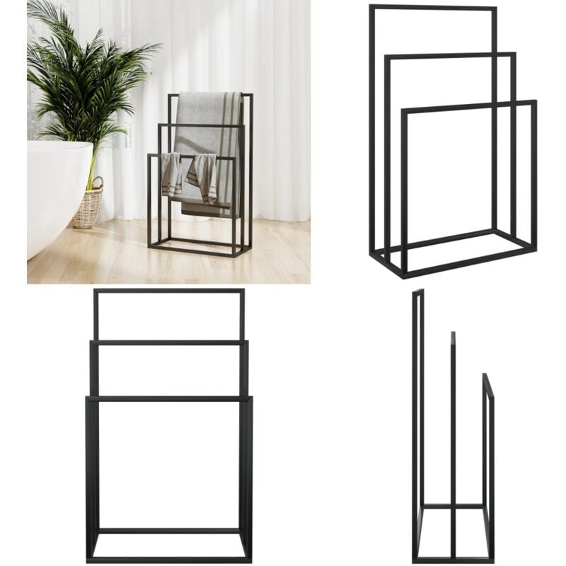 Vidaxl - Porte-serviettes sur pied Noir 48x24x79 cm Fer - porte-serviettes - porte-serviettes - Home & Living - Noir