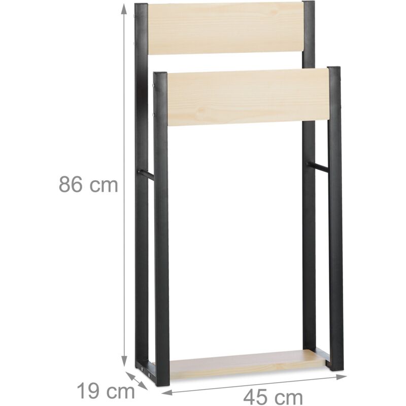 Helloshop26 - Porte-serviettes sur pied salle de bain design bois et acier